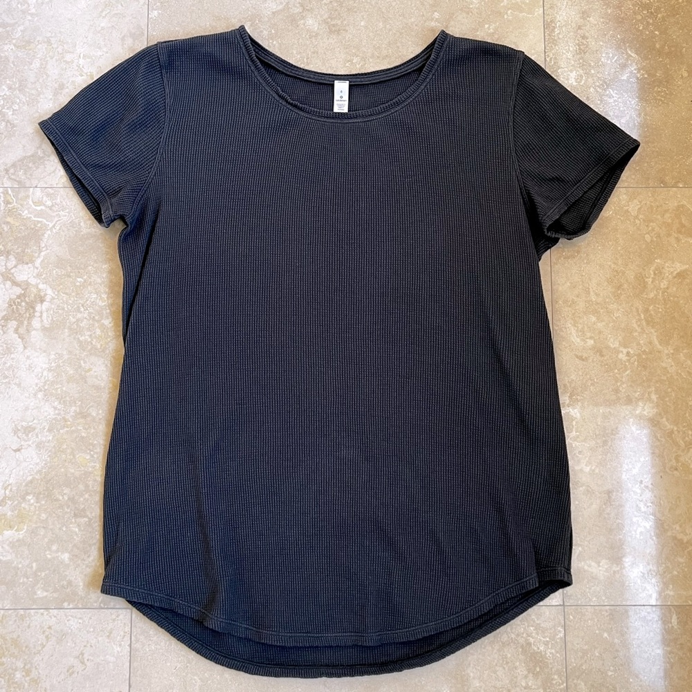 Lululemon love crew waffle knit in graphite gray, Size 6